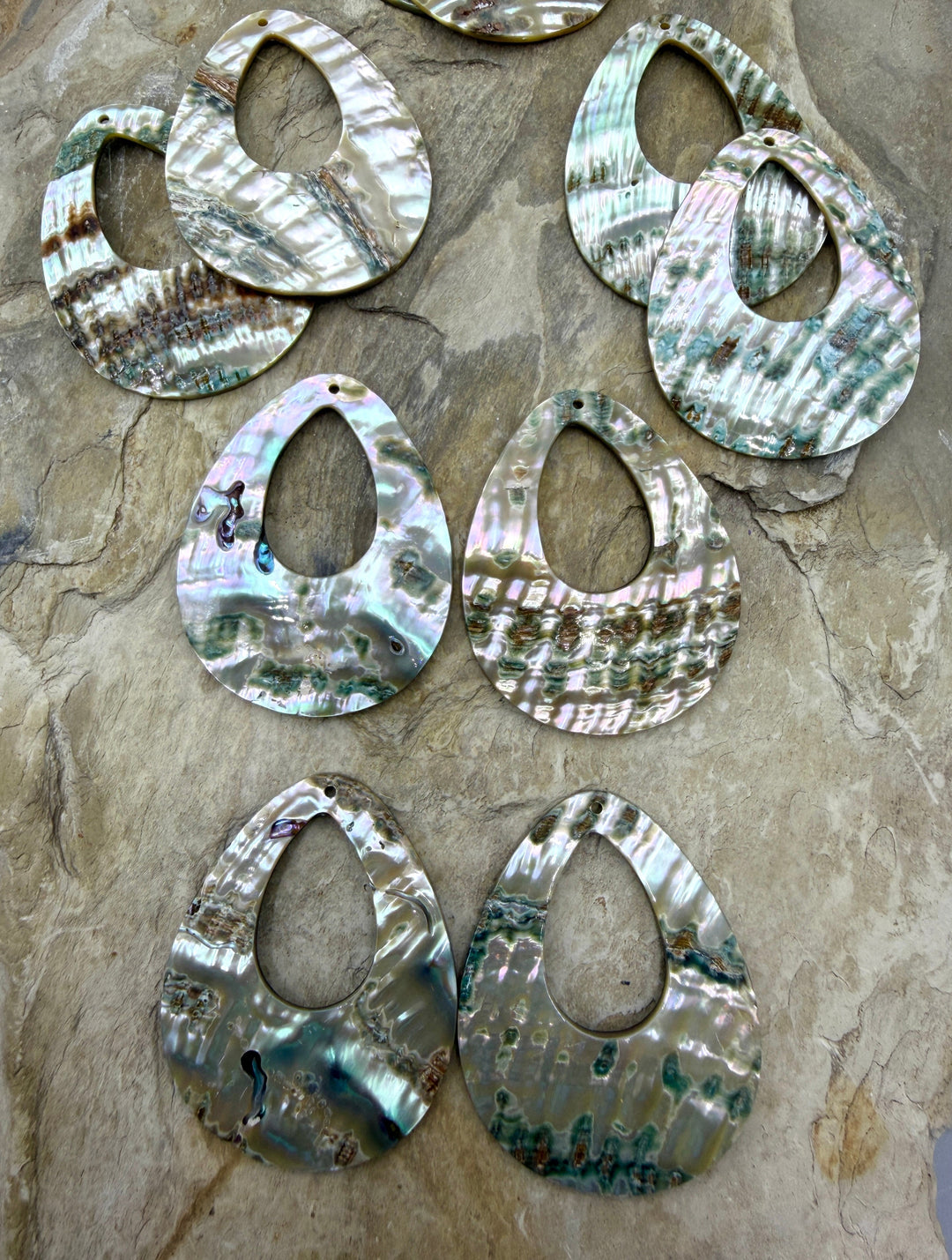 Abalone Shell BIG Earring Slab Bead Pair 40x50mm One Pair