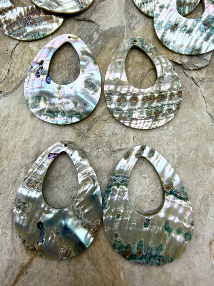 Abalone Shell BIG Earring Slab Bead Pair 40x50mm One Pair