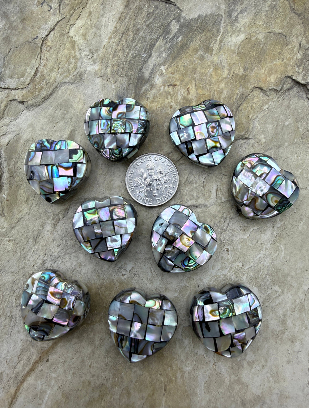 Abalone Shell Inlay 20mm Heart Focal Pendant Beads Sold Per