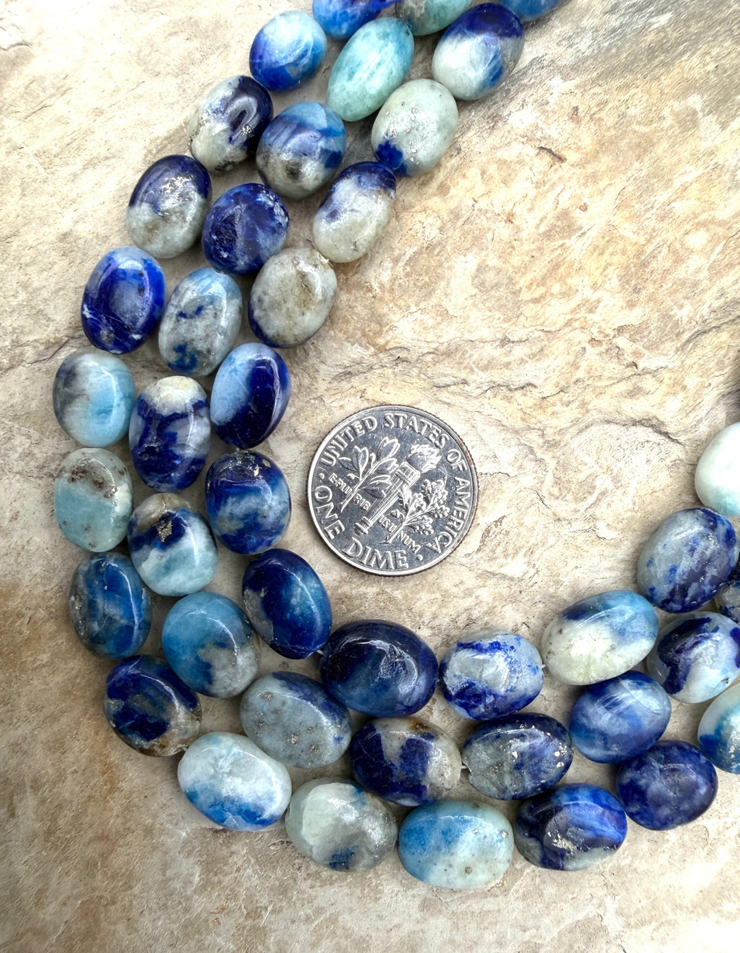 Afghanite (Afghanistan) Handcut Graduated Oval Beads