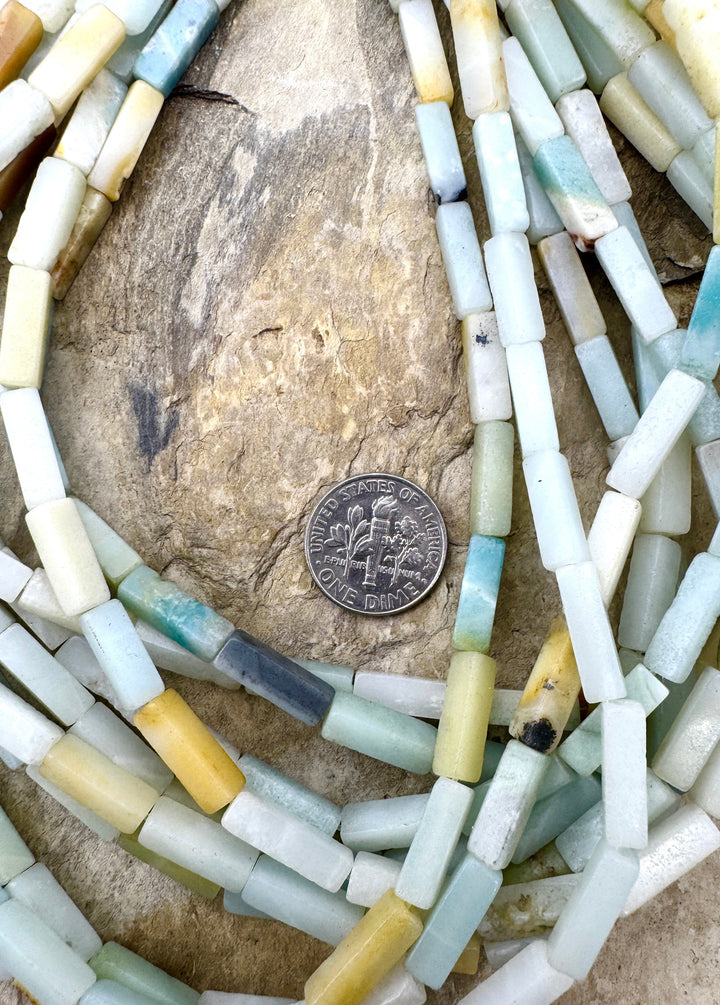 Amazonite 4x13mm Long Square Tube Beads 15.5mm Inch Strand