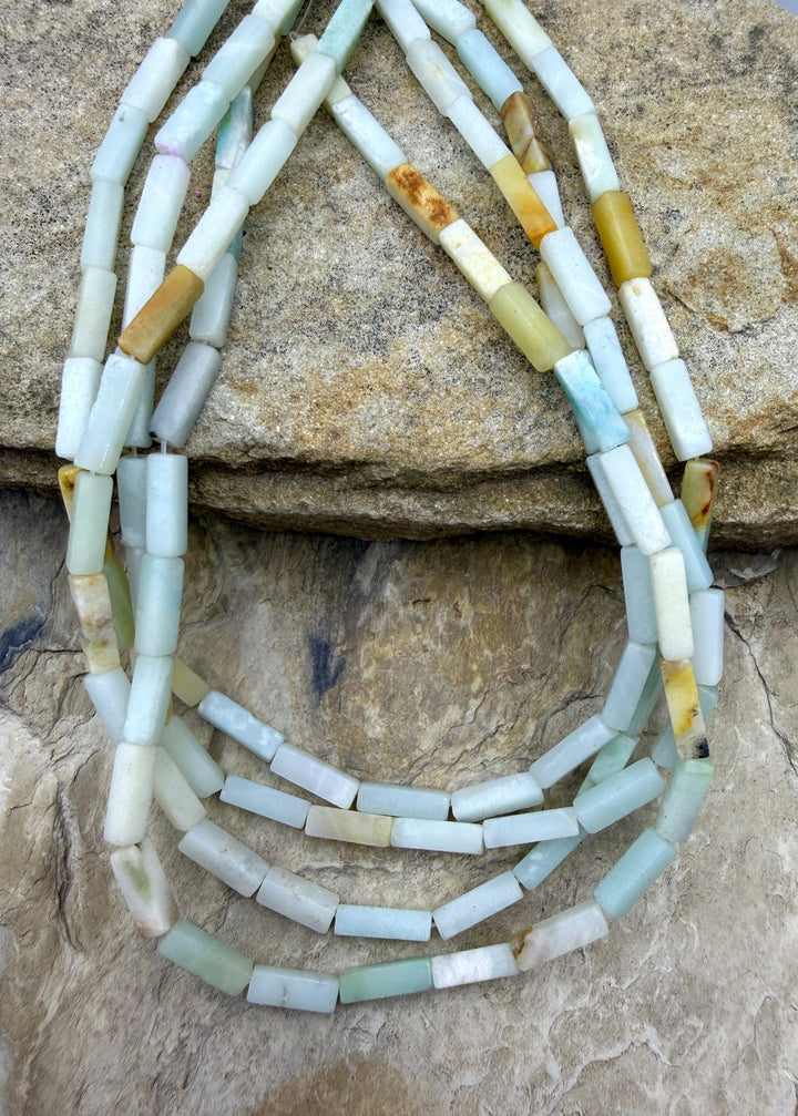 Amazonite 4x15mm Square Tube Beads 15.5 Inch Strand