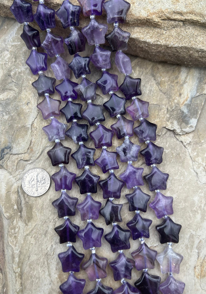 Amethyst 15mm Star Beads 16 Inch Strand/25 beads - Amethyst
