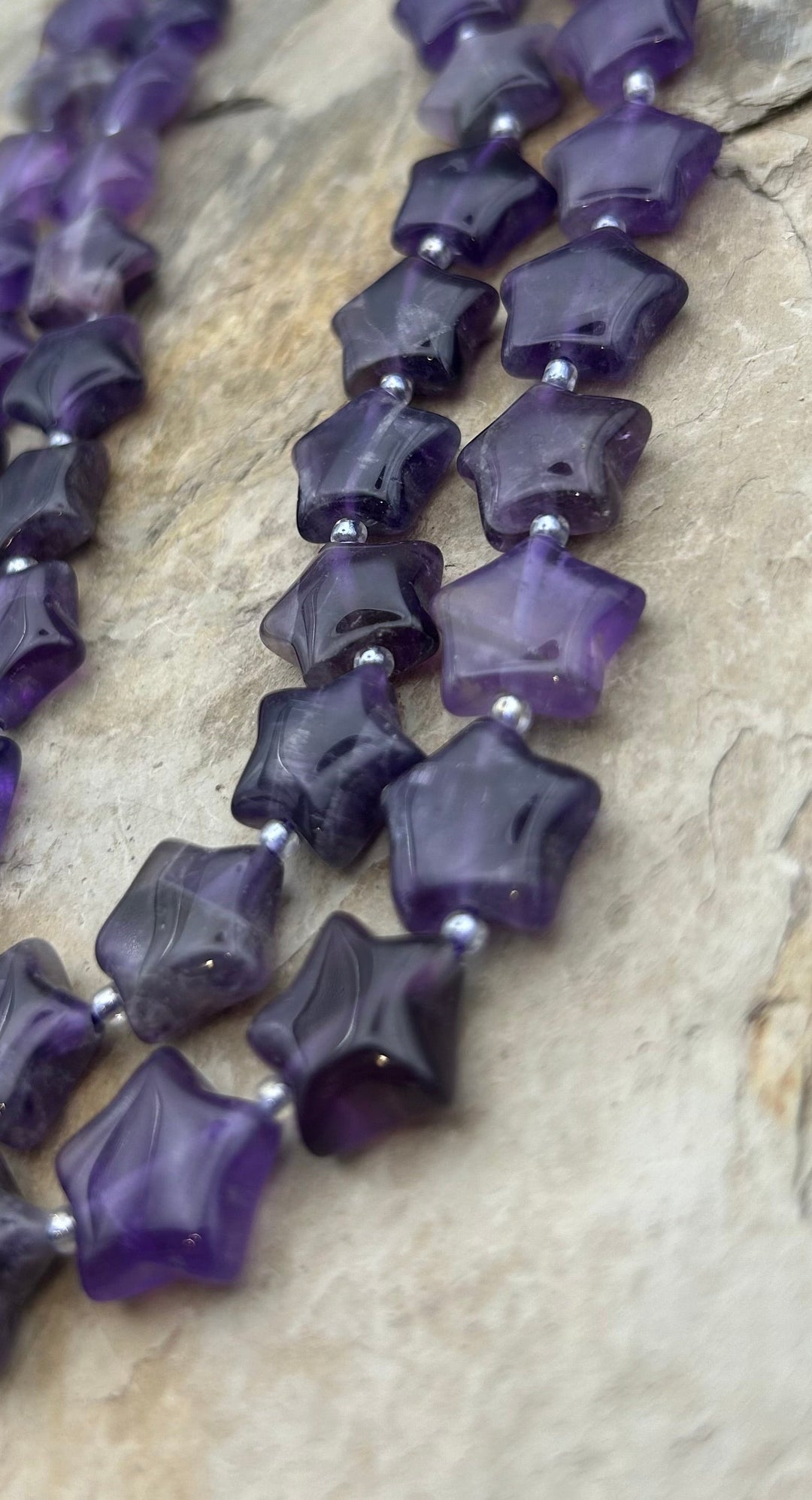 Amethyst 15mm Star Beads 16 Inch Strand/25 beads - Amethyst
