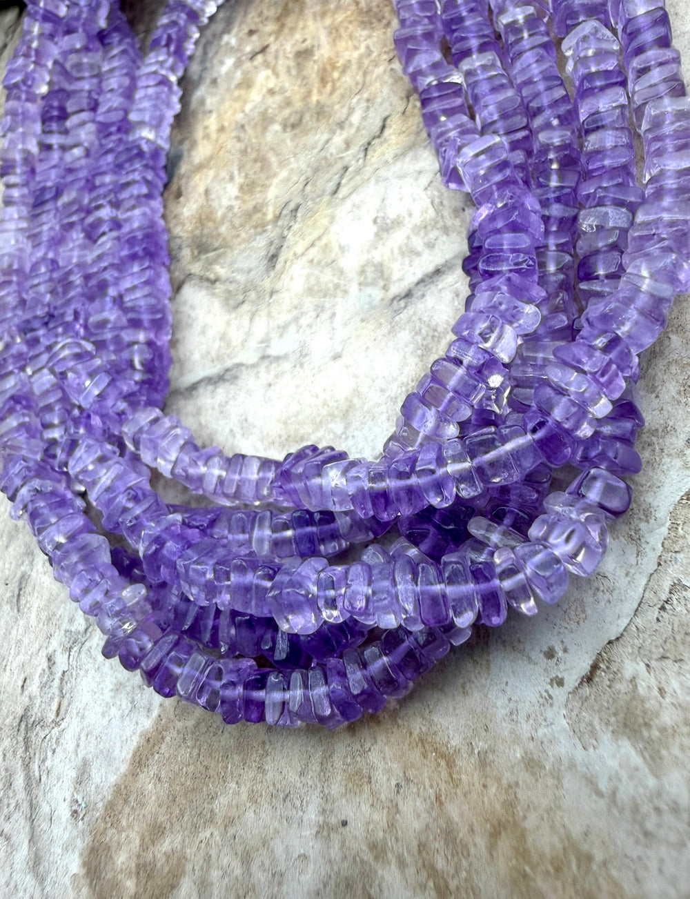 Amethyst 4mm Square Heishi 16 Inch Strand - Amethyst