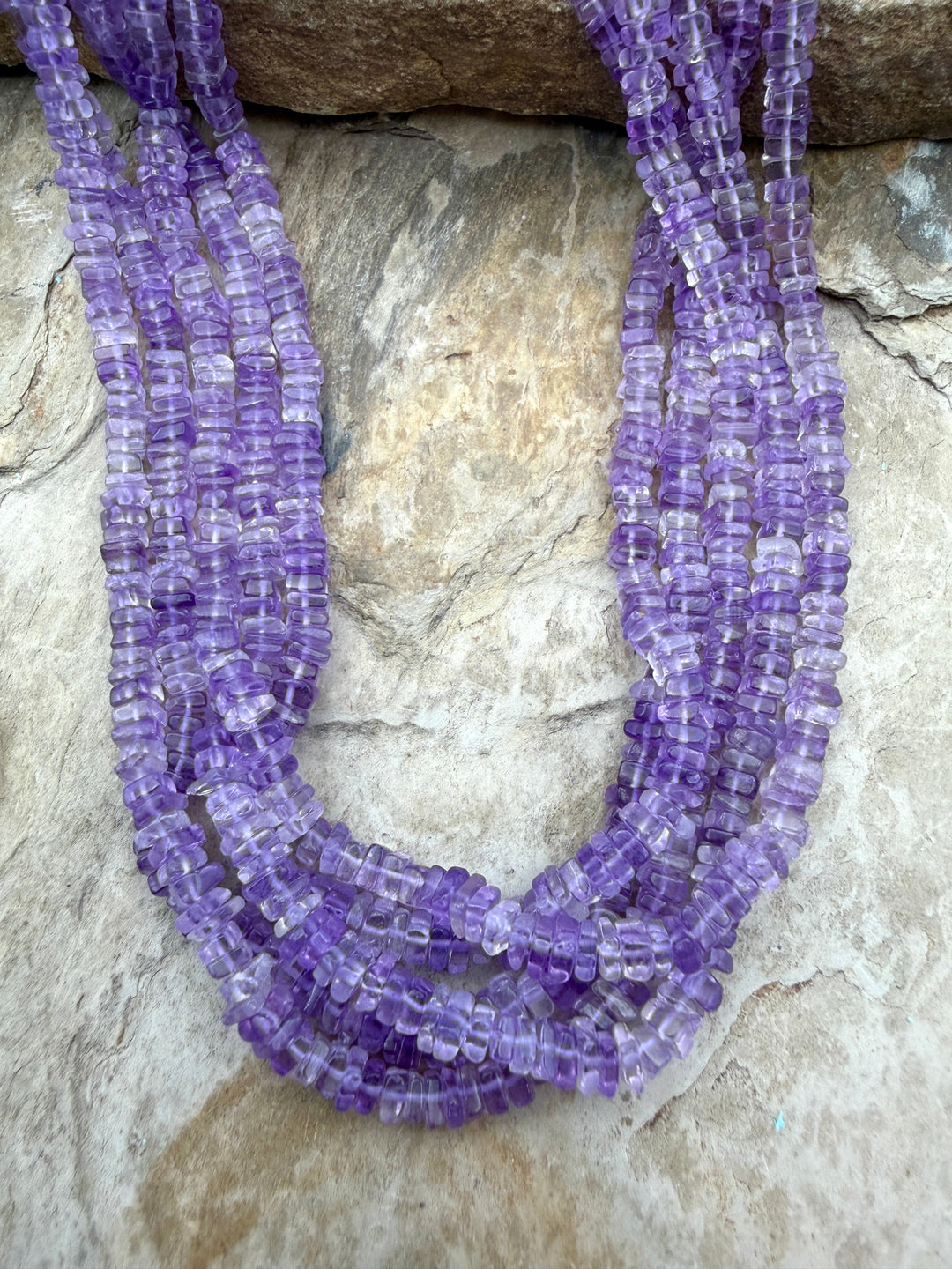 Amethyst 4mm Square Heishi 16 Inch Strand - Amethyst