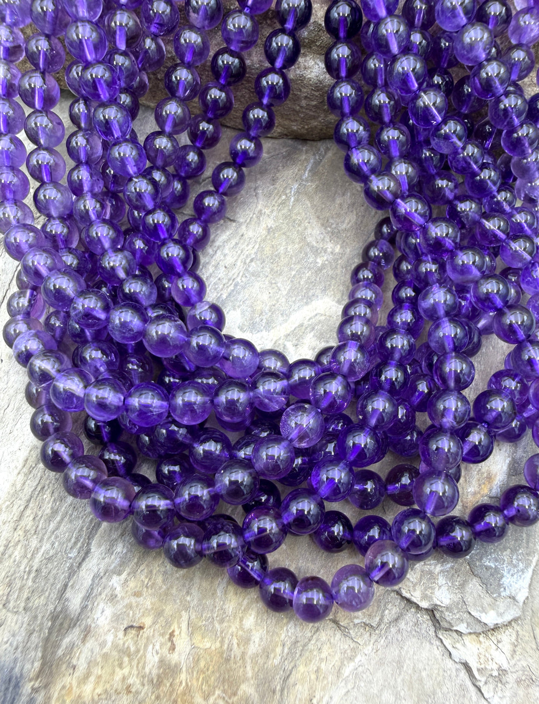 Amethyst 6mm Round Beads 15.5 Inch Strand - Amethyst