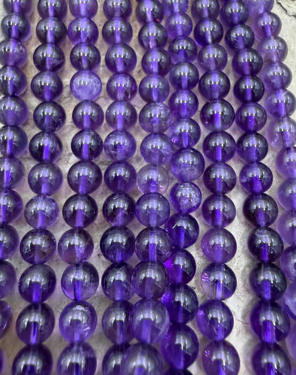 Amethyst 6mm Round Beads 15.5 Inch Strand - Amethyst