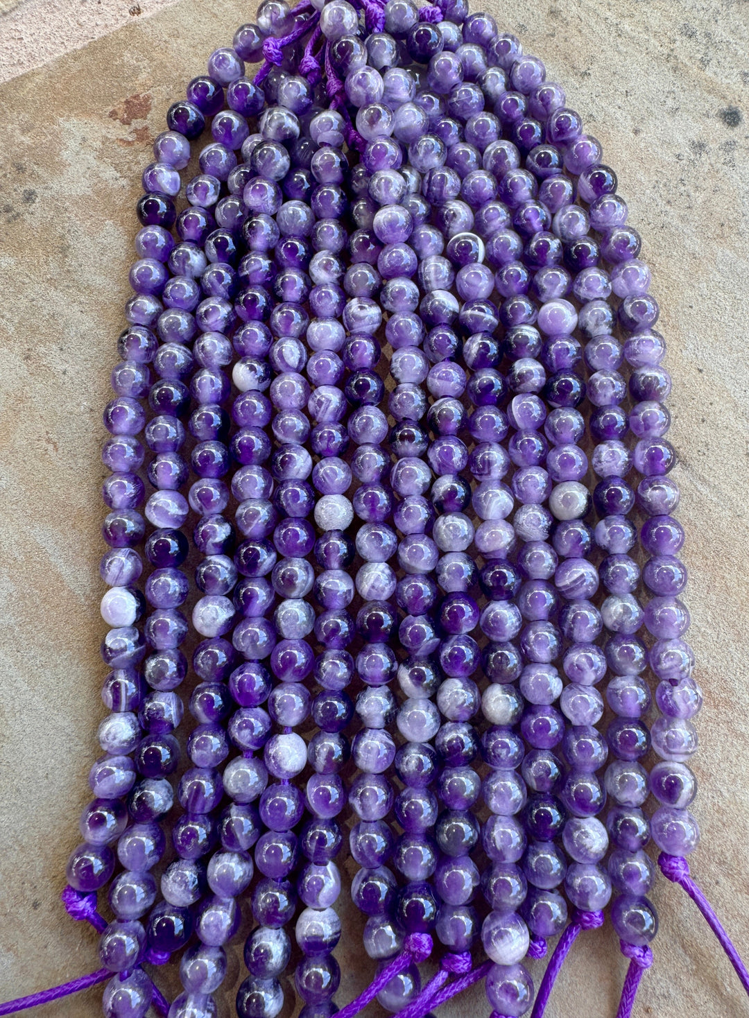 Amethyst Large Hole 8mm Round Beads 7.5 inch Strand Amethyst