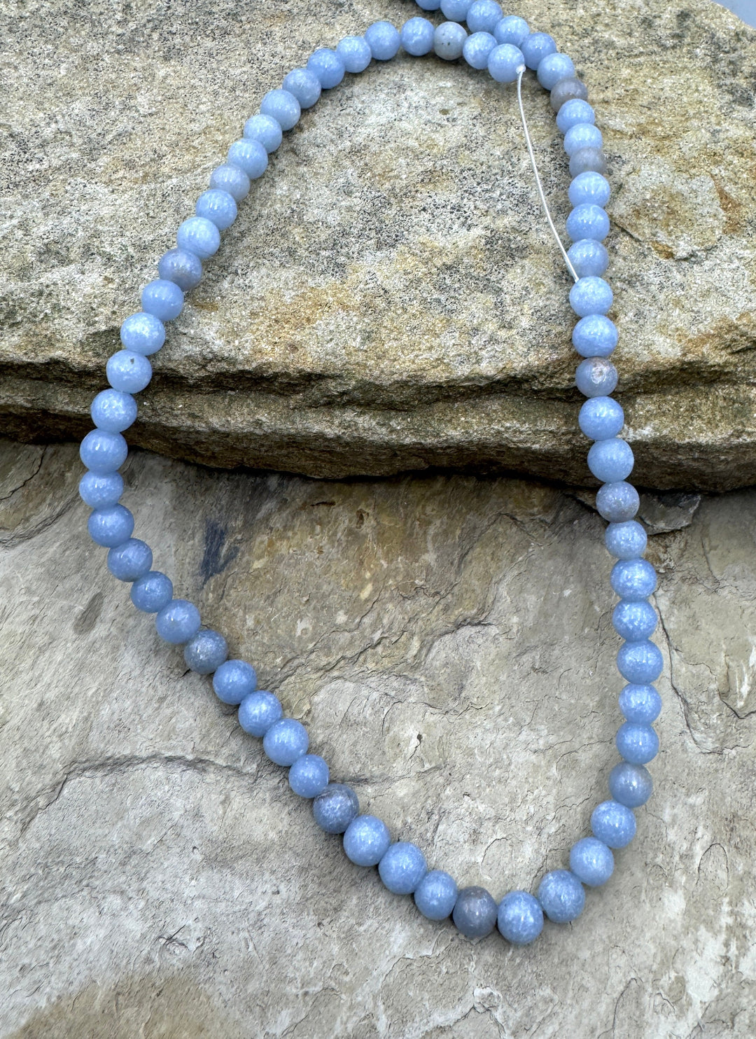 Angelite (Peru) 3mm round beads 16 inch Strand - Angelite