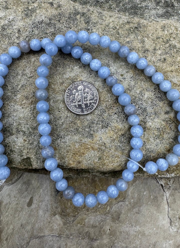 Angelite (Peru) 3mm round beads 16 inch Strand - Angelite