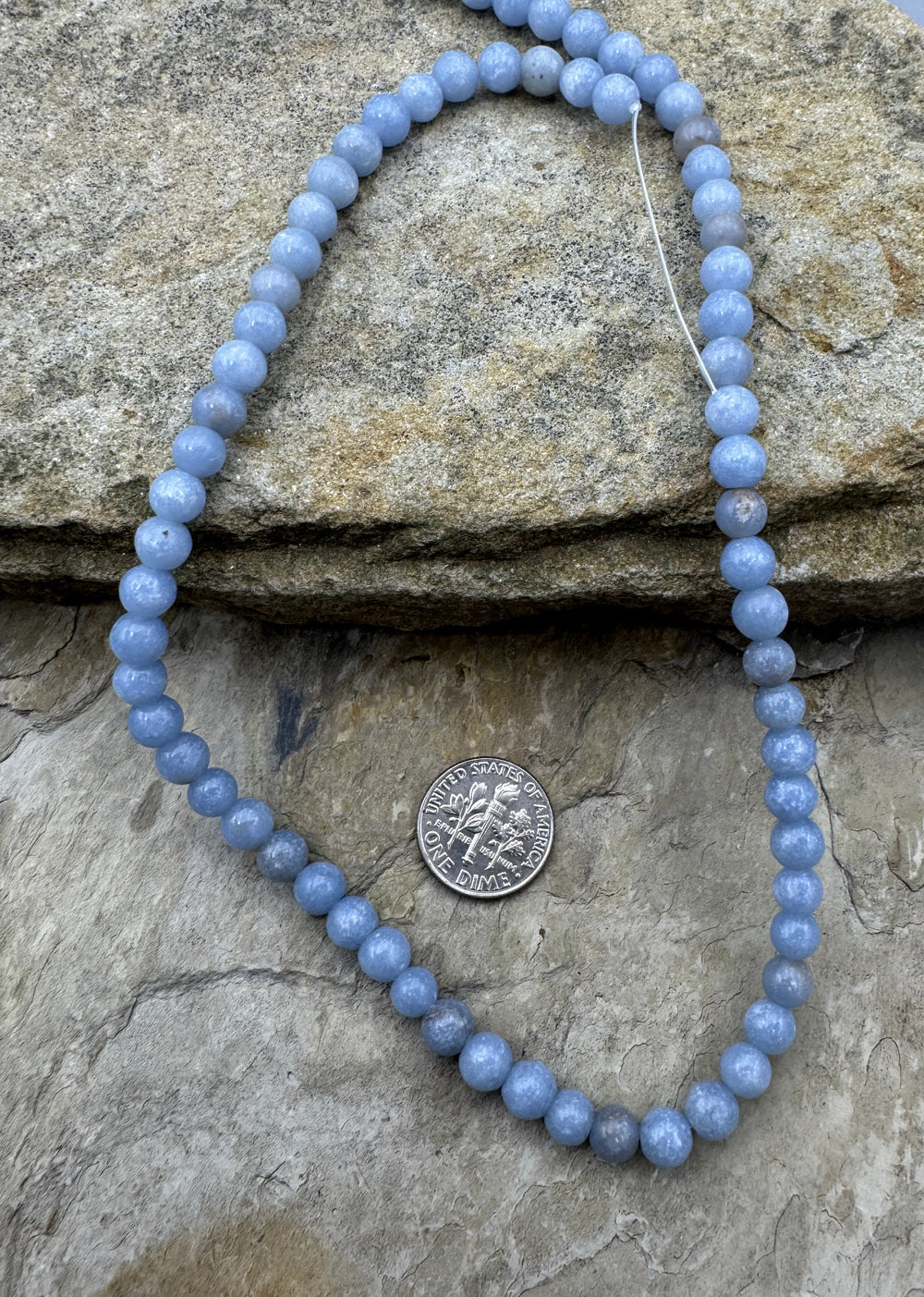 Angelite (Peru) 3mm round beads 16 inch Strand - Angelite