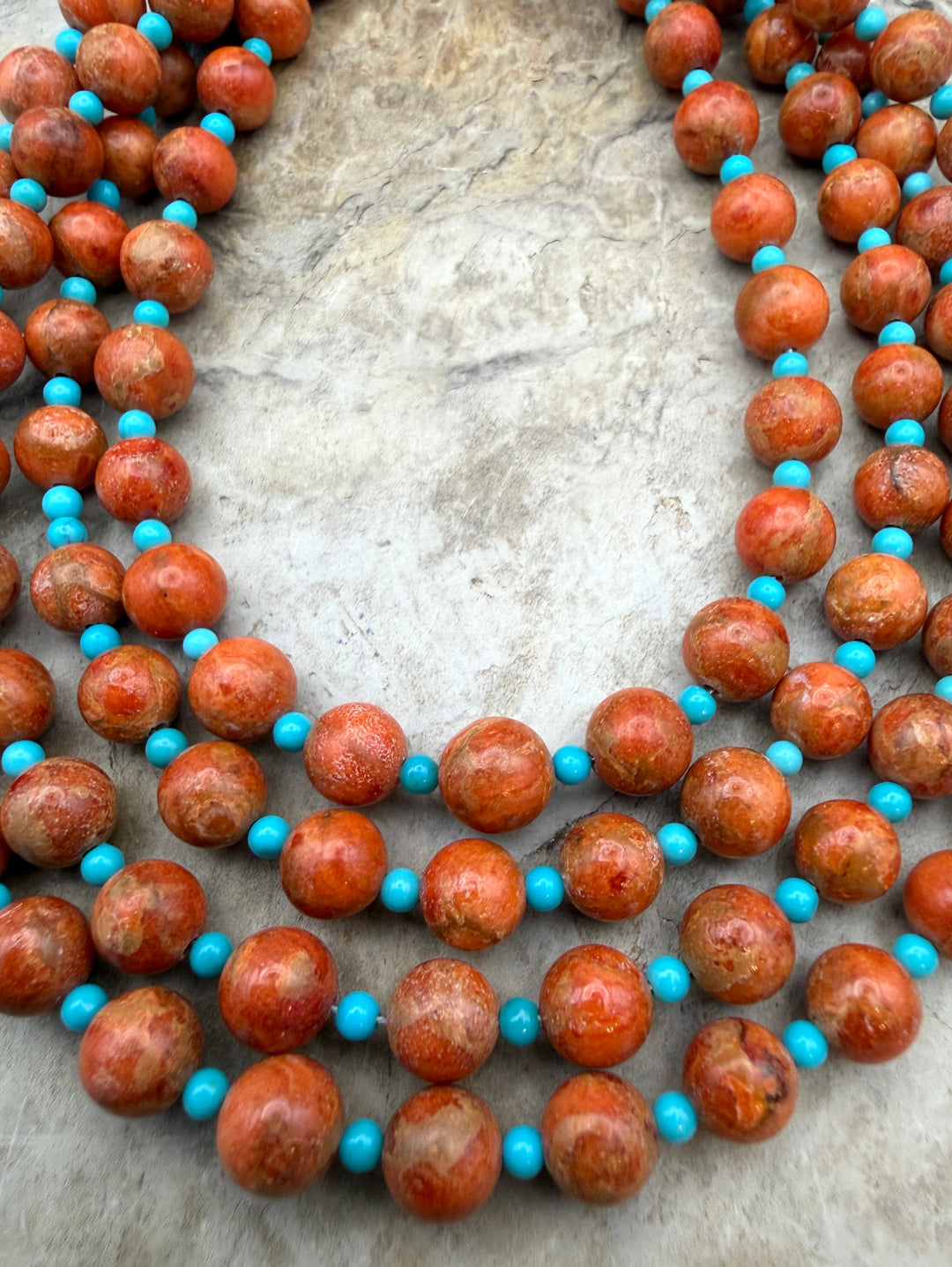 Apple Coral and Bluebird Turquoise Round Beads Beads 5mm