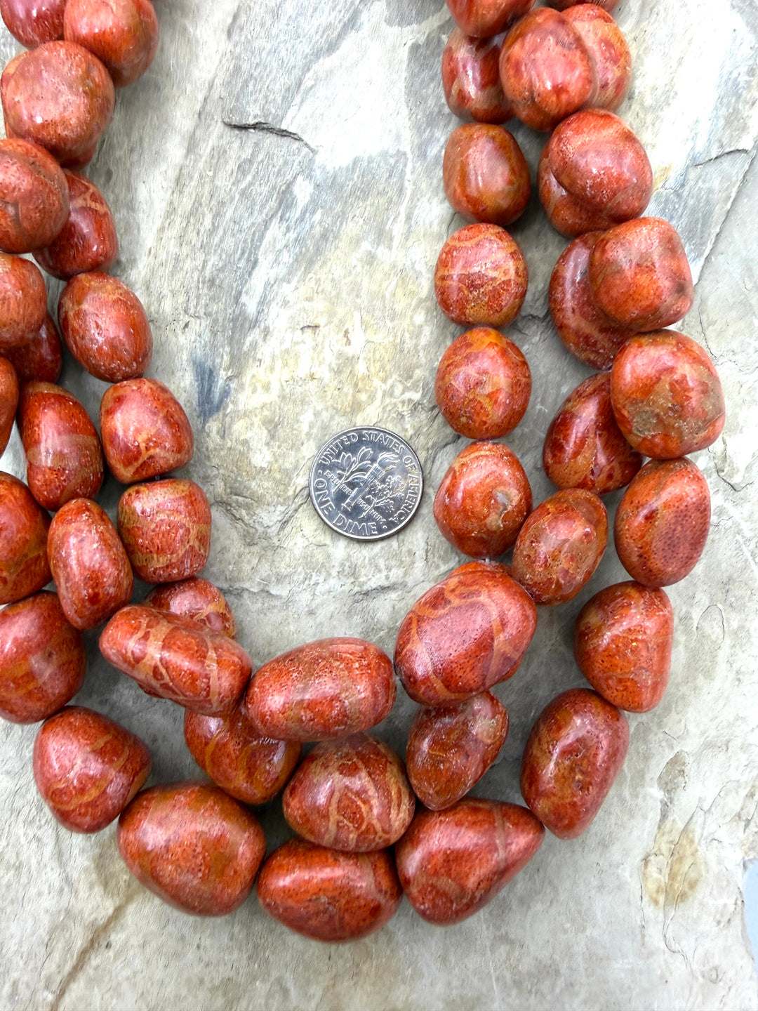 Apple Coral BIG Graduated Nugget Beads 10x14-16x20mm 17