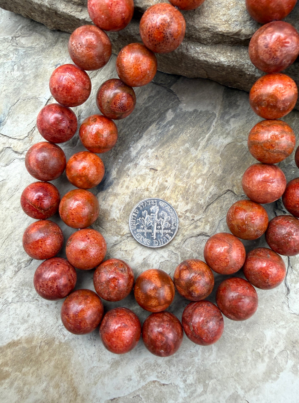Apple Coral BIG Round Beads 13mm 16 inch strand - Coral