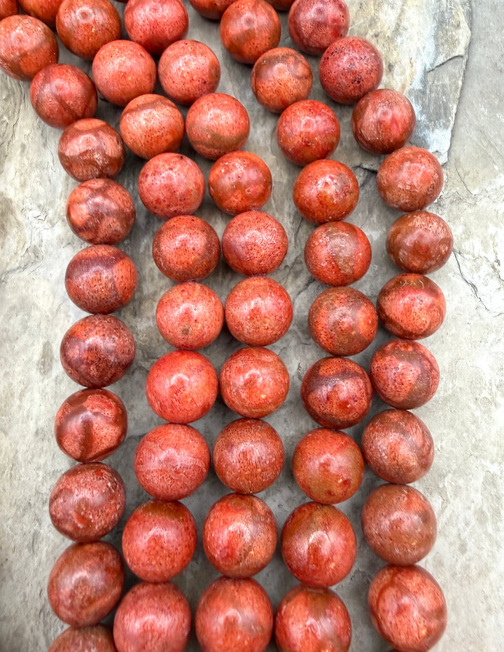 Apple Coral BIG Round Beads 13mm 16 inch strand - Coral