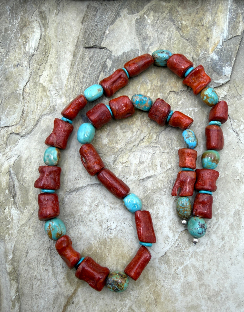 Apple Coral Branch Beads 10x10-10x15mm and Hubei Turquoise