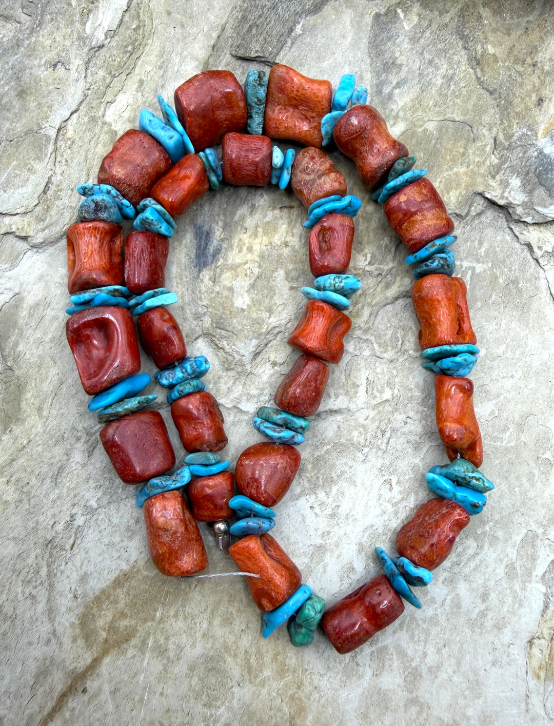 Apple Coral Branch Beads 8x10-10x15mm and Hubei Turquoise