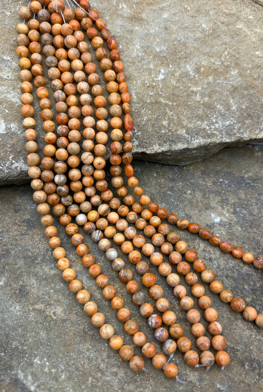 Apple Coral Round Beads Beads 5mm 8 inch Strand - Coral