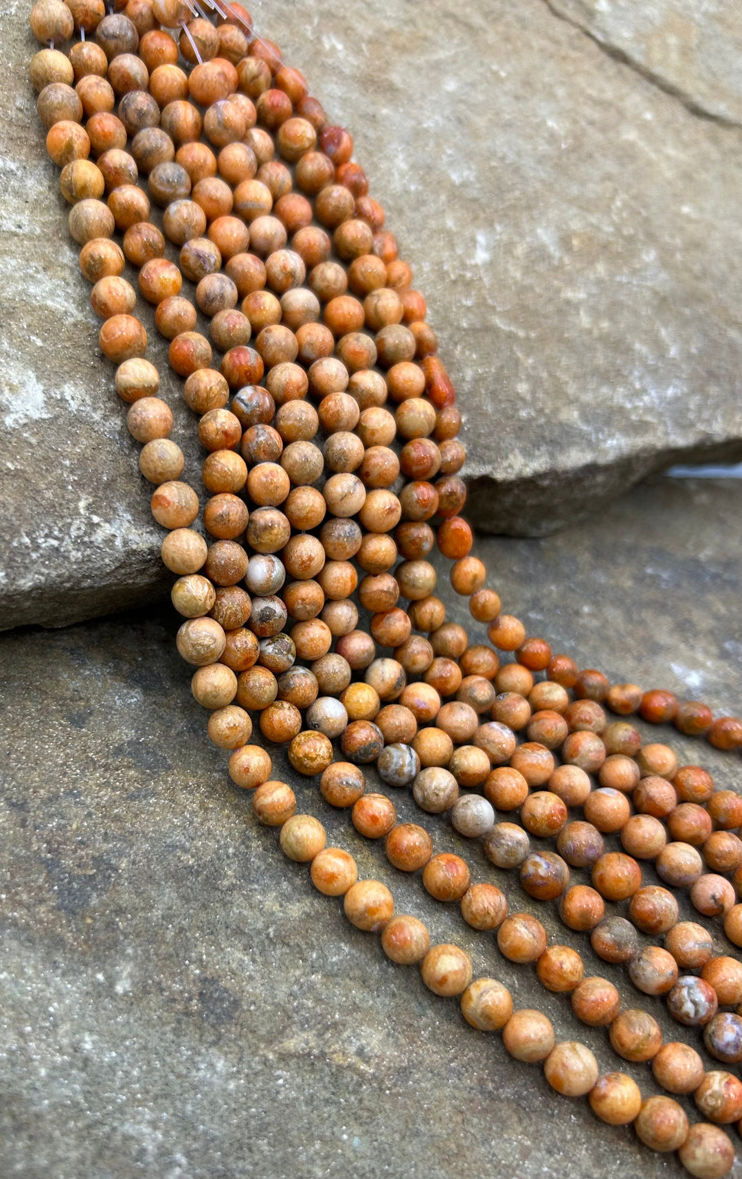 Apple Coral Round Beads Beads 5mm 8 inch Strand - Coral