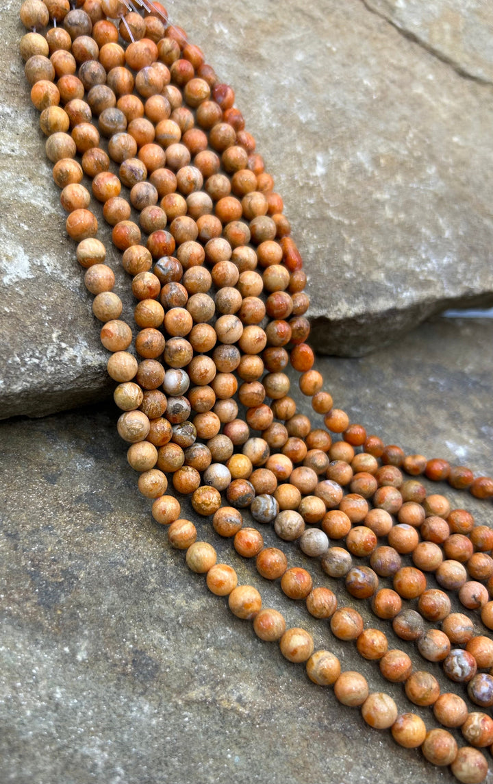Apple Coral Round Beads Beads 5mm 8 inch Strand - Coral