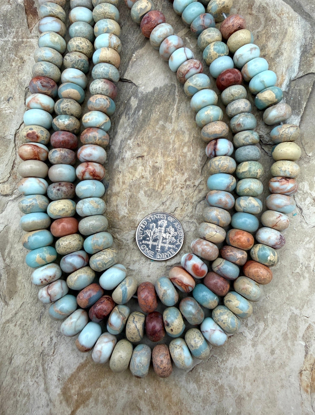 Aqua Terra Jasper/Sea Sediment Jasper 10x8mm Rondelle Beads