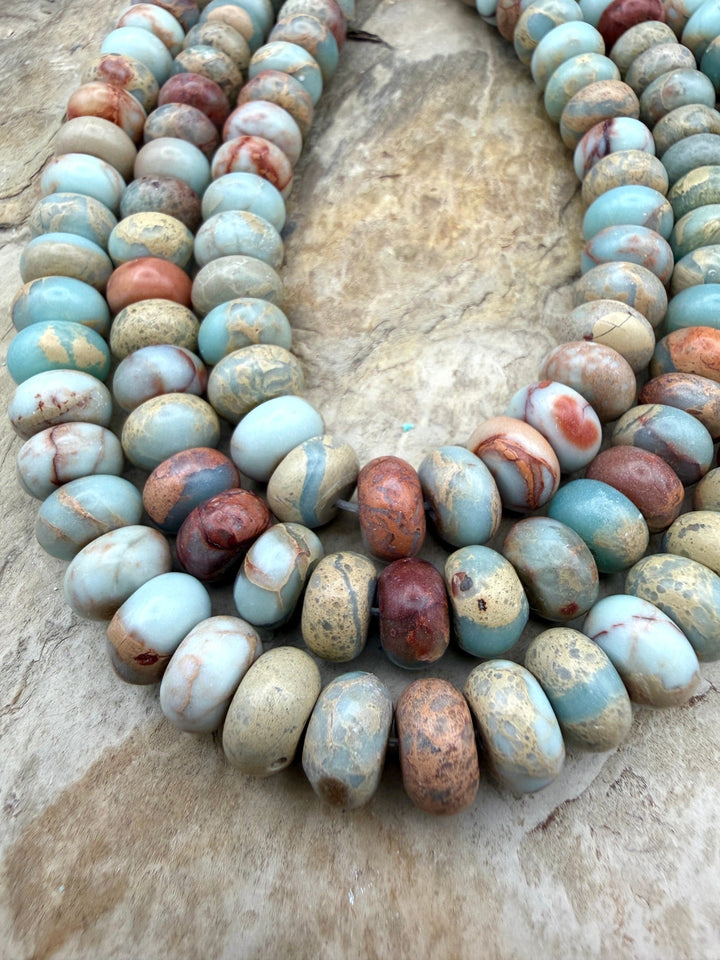 Aqua Terra Jasper/Sea Sediment Jasper 10x8mm Rondelle Beads