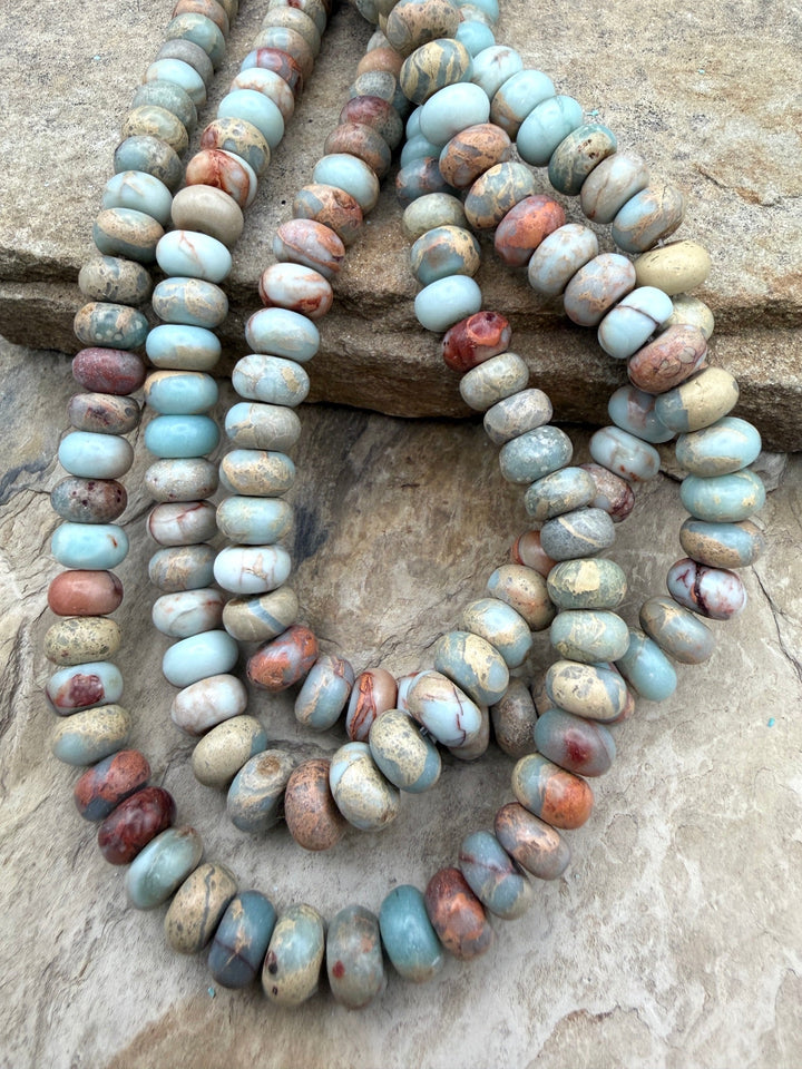 Aqua Terra Jasper/Sea Sediment Jasper 10x8mm Rondelle Beads