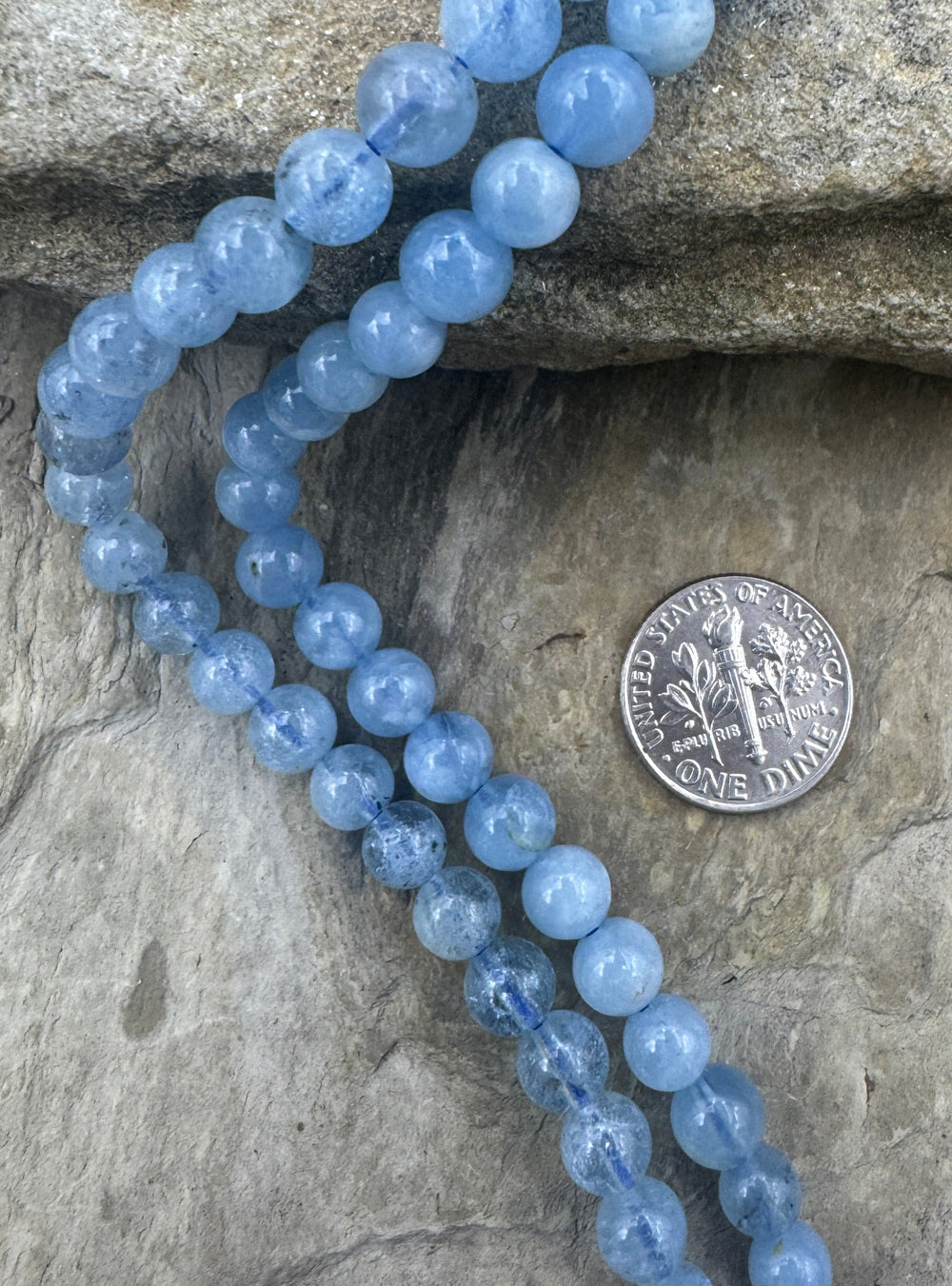 Aquamarine 6mm Round Beads 16 inch Strand - Aquamarine