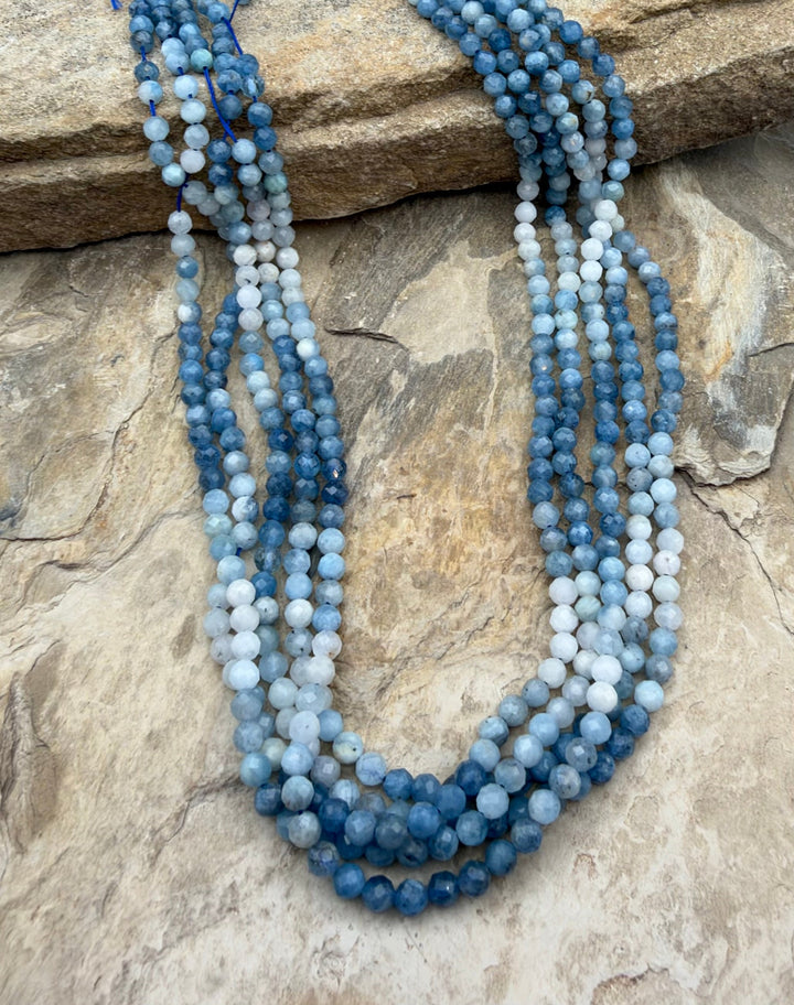 Aquamarine Micro Faceted Round Beads 4mm Select One 15 Inch