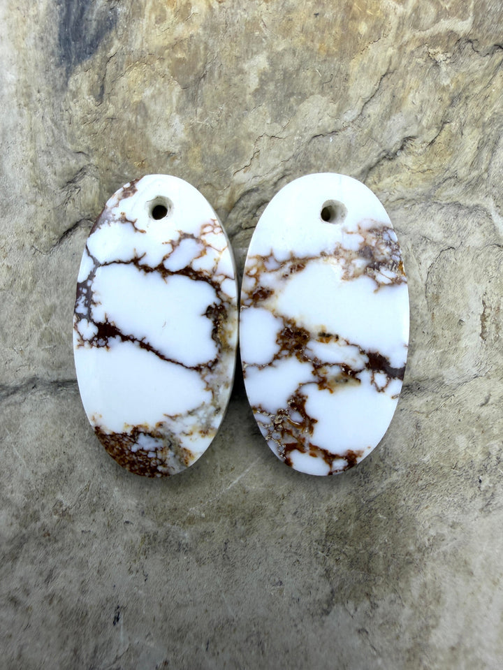 Arizona Wild Horse Matching Oval Earring Slab Bead Pair