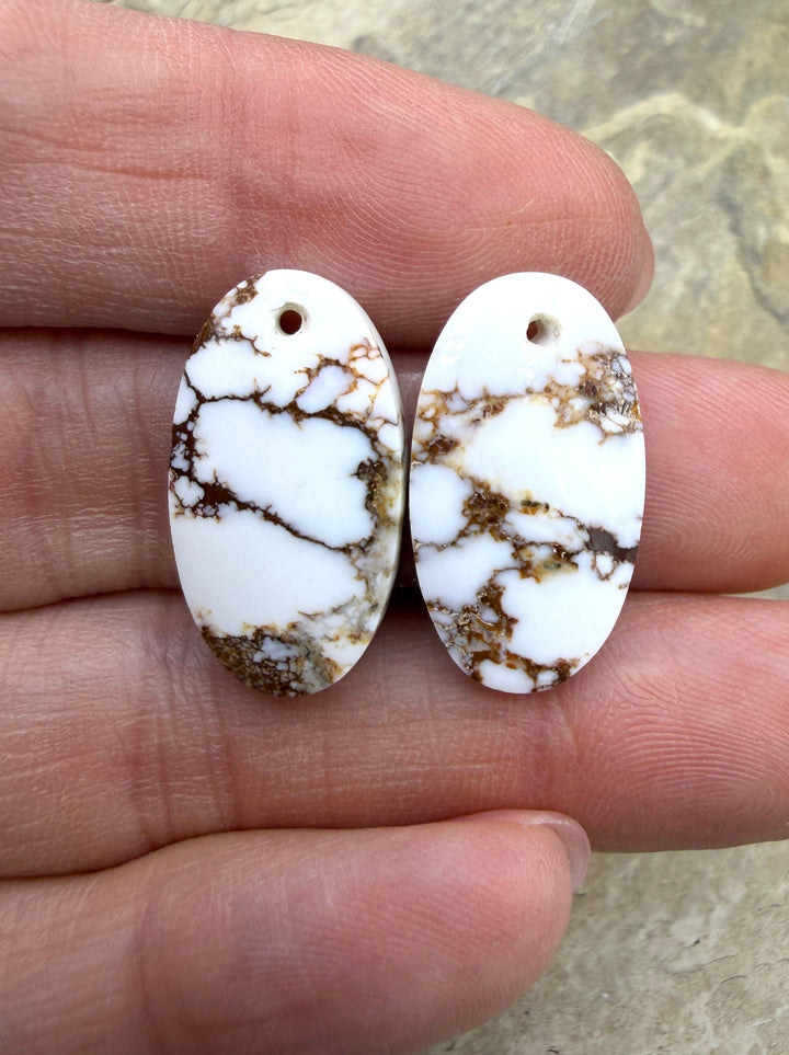 Arizona Wild Horse Matching Oval Earring Slab Bead Pair