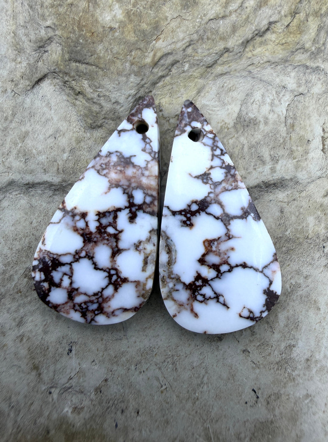 Arizona Wild Horse Matching Oval Earring Slab Bead Pair