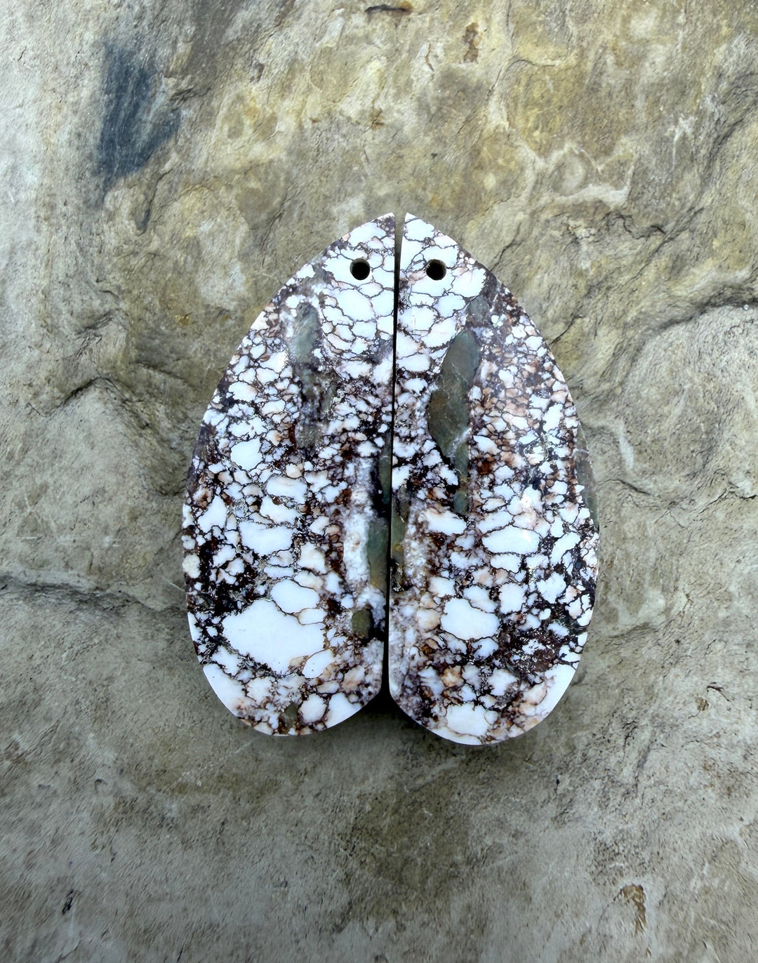 Arizona Wild Horse Matching Oval Earring Slab Bead Pair