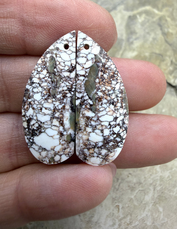 Arizona Wild Horse Matching Oval Earring Slab Bead Pair