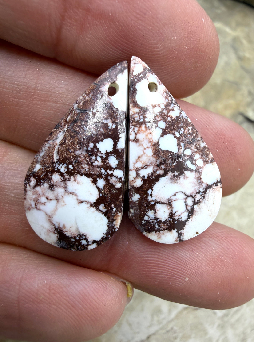 Arizona Wild Horse Matching Oval Earring Slab Bead Pair