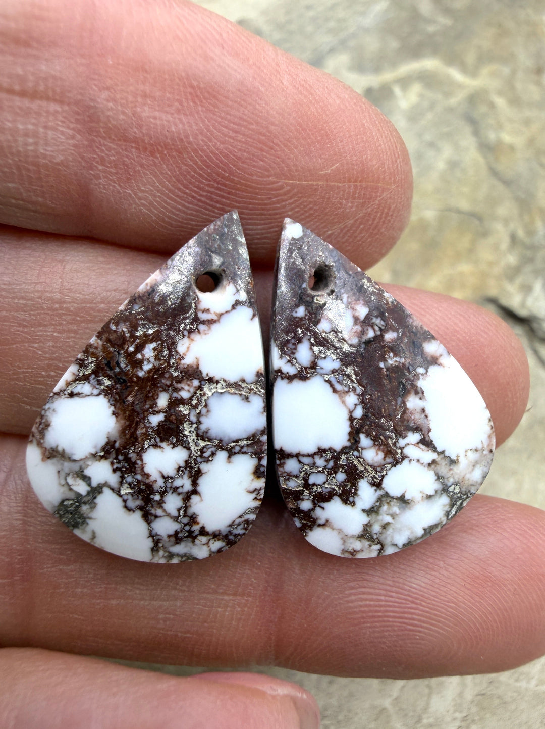 Arizona Wild Horse Matching Oval Earring Slab Bead Pair