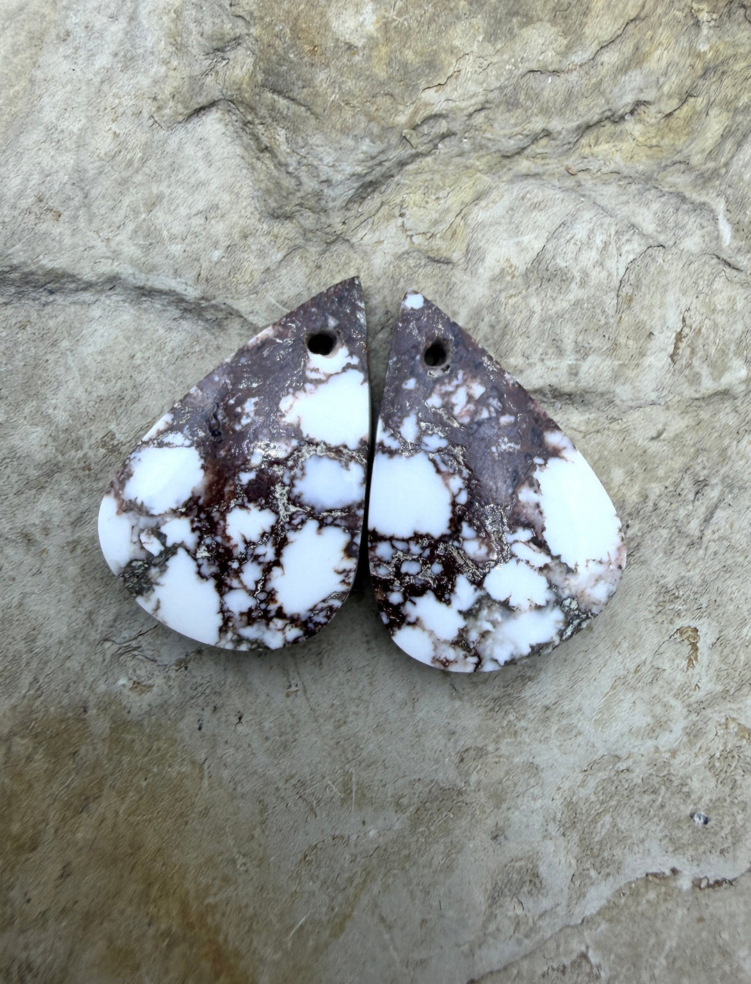 Arizona Wild Horse Matching Oval Earring Slab Bead Pair