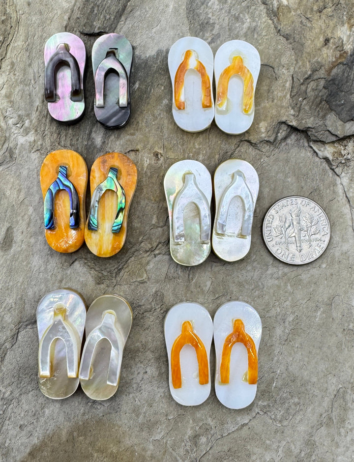 Artisan Flip Flop Beads Mixed Shell Package of 2 Beads/1