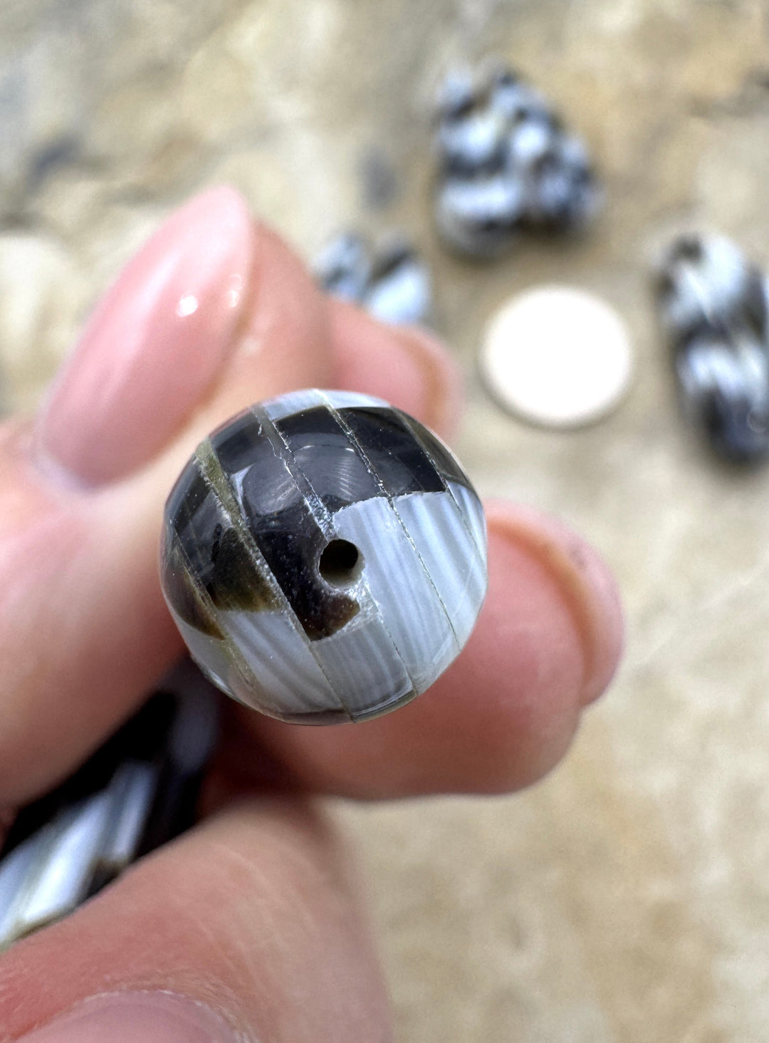 Artisan Mother of Pearl Inlay Teardrop Beads 10x30mm