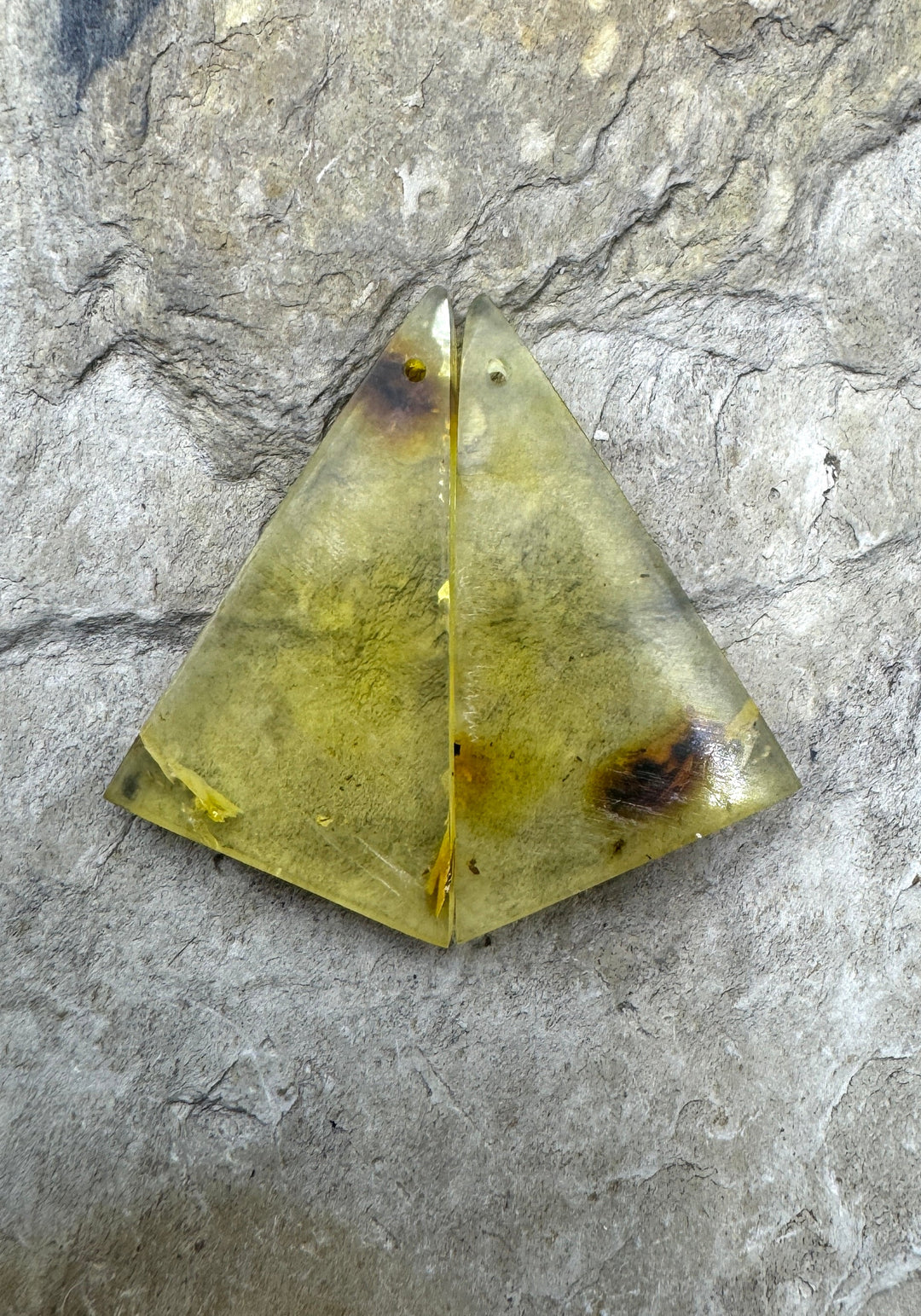 Baltic Amber Matching Earring Bead Slab Pair 15x29mm