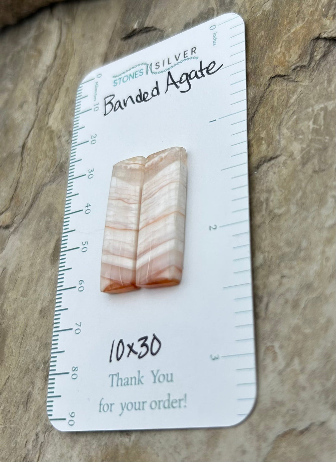 Banded Agate Earring Bead Slab Pair 10x30mm - Laguna Lace