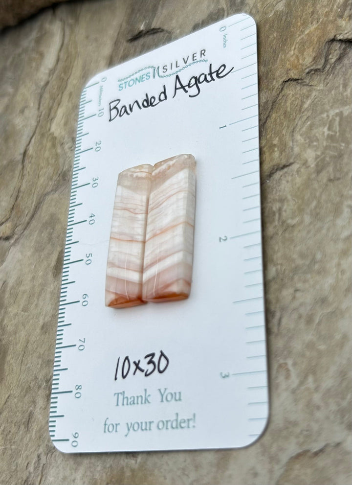 Banded Agate Earring Bead Slab Pair 10x30mm - Laguna Lace