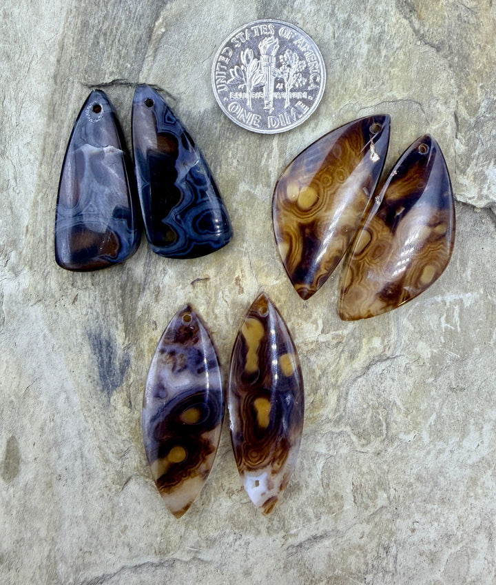 BARGAIN FRIDAY BUY LOT of 3 Orbicular Agate Earring Slab