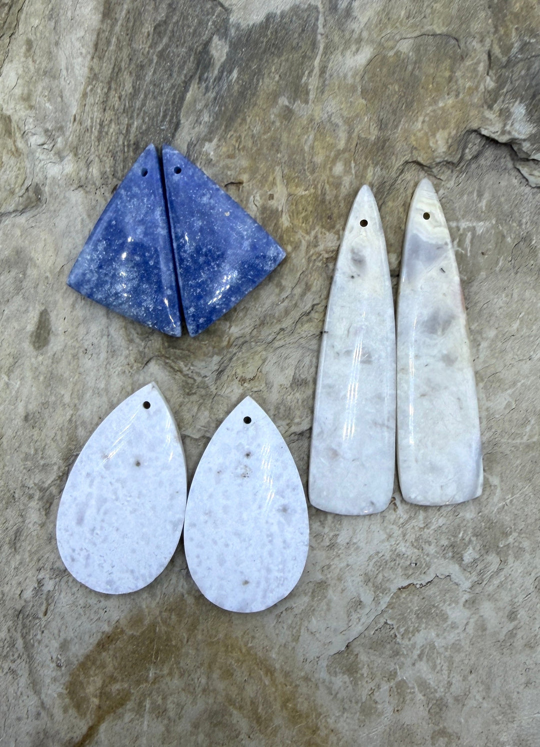 BARGAIN FRIDAY LOT of 3 Pair Earring Slab Beads White