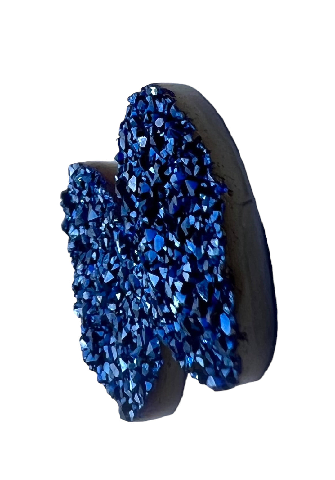 Beautiful Blue Druzy with Titanium Coating Oval Cabochon