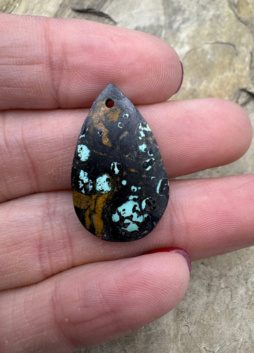 Blackjack (NV) Turquoise Teardrop Shaped Focal Pendant