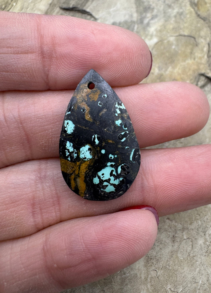 Blackjack (NV) Turquoise Teardrop Shaped Focal Pendant