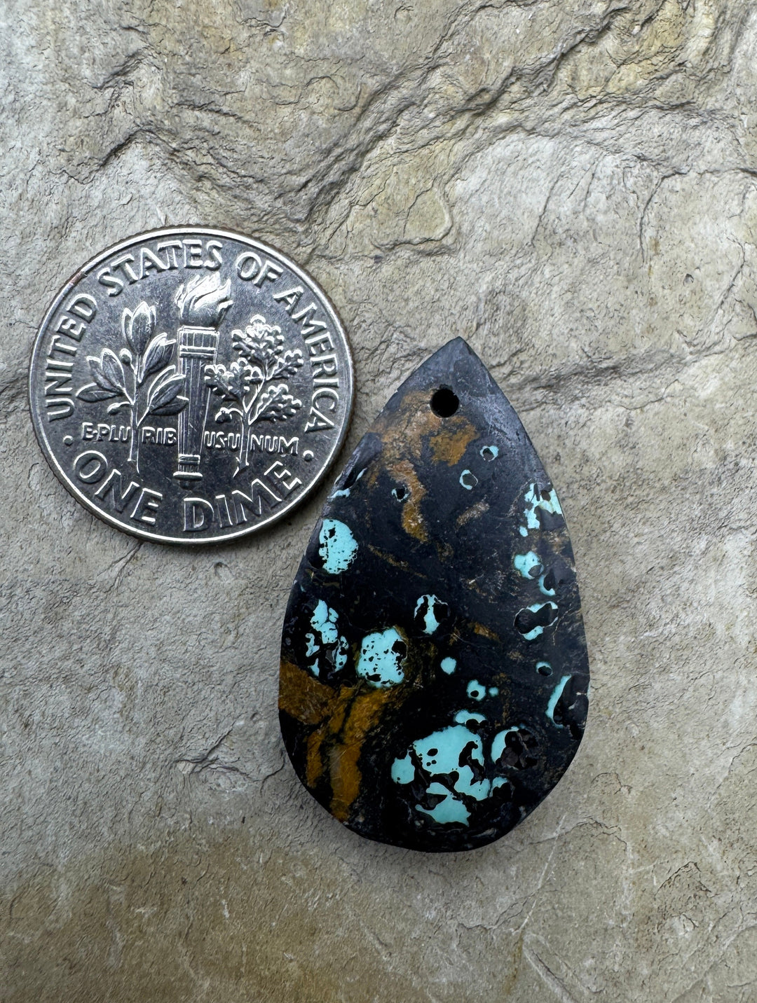 Blackjack (NV) Turquoise Teardrop Shaped Focal Pendant