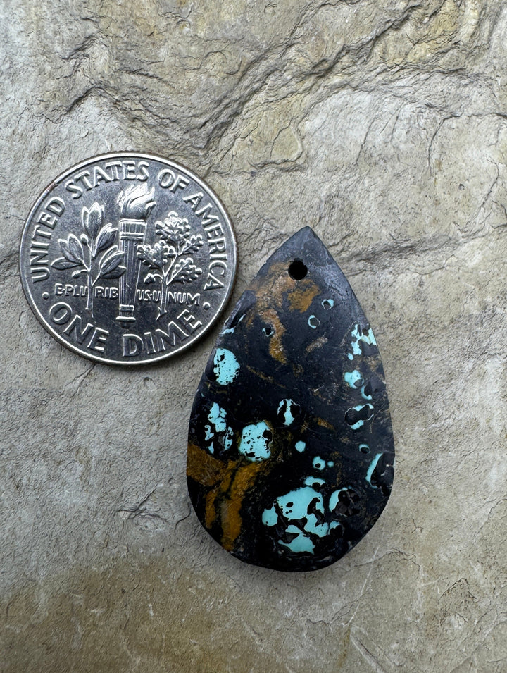Blackjack (NV) Turquoise Teardrop Shaped Focal Pendant